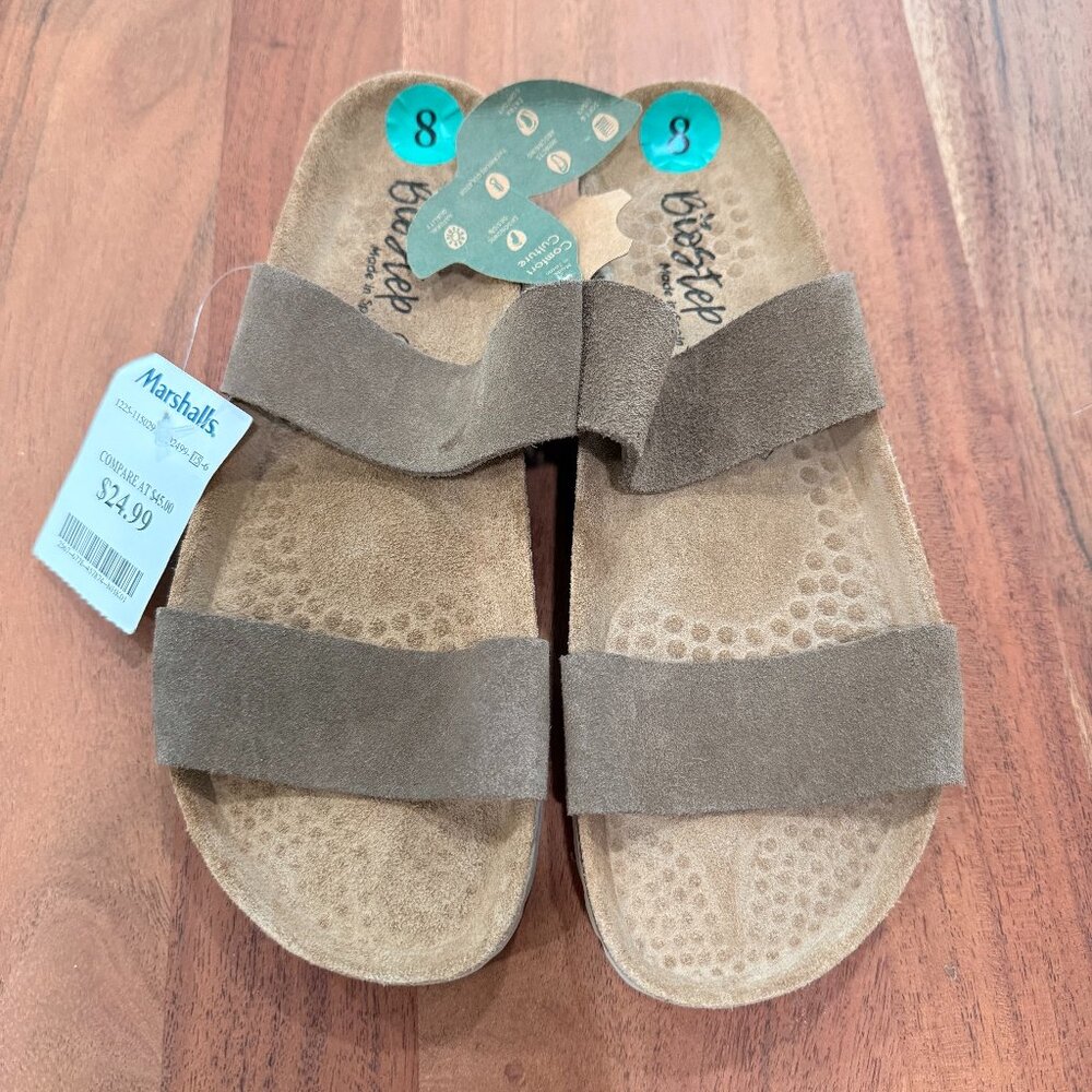 Size 8 Biostep Sandals - brown suede double strap - NWT